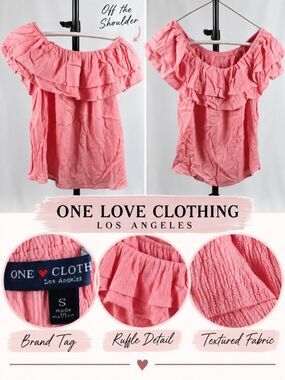 One Cloth Los Angeles Pink Off the Shoulder Ruffle Blouse Size S